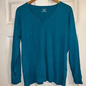 Jones New York Teal V-Neck Top. Size 1X. EUC